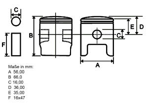 Kolben für Yamaha DT 125 R 56mm