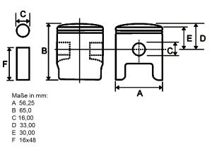 Piston Yamaha DT 125 R 56,75mm