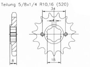 Honda XL 250 R front sprocket 14 teeth