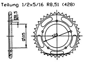 Kettensatz Sachs ZX / ZZ 125 extra verstärkt