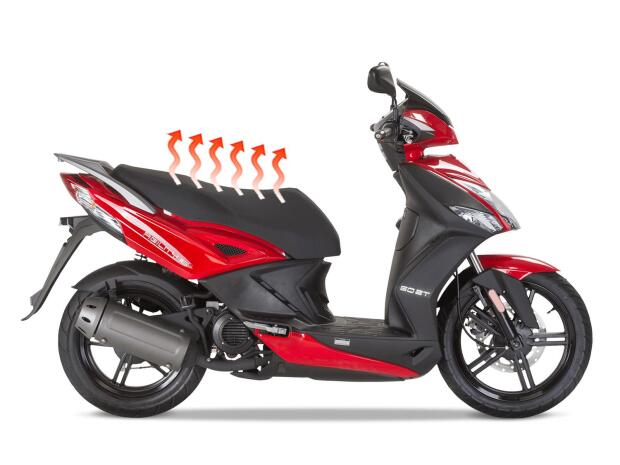 Chauffe-selle carbone 12 V pour scooter Kymco 40x20cm 2 niveaux