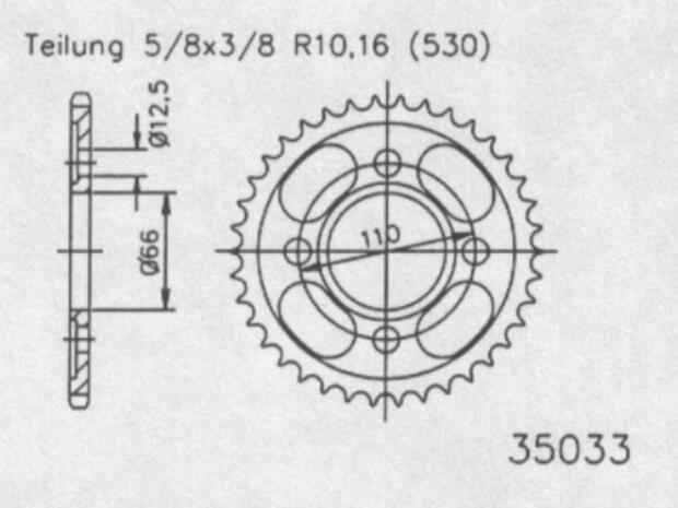 Kettenrad für Yamaha RD 400 DX Zähnezahl 38