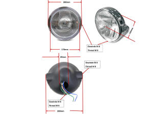 Headlight chrome 190mm Retro Cafe Racer Vintage Scrambler