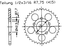 Rear sprocket Aprilia ET Fire 50 46 teeth