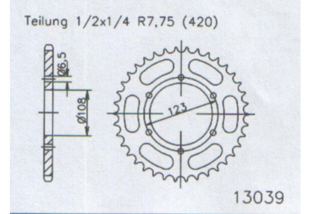 Kettenrad für Aprilia RS 50 Zähnezahl 47