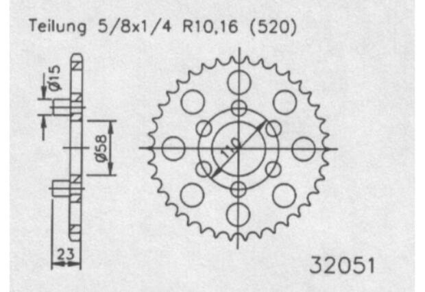 Kettenrad für Aprilia Red 125 Rose Custom AE Zähnezahl 41