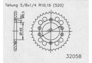 Kettenrad für Aprilia MX 250 Zähnezahl 50
