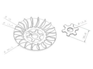 Keilriemenscheibe inkl. Sternscheibe für Roller,...