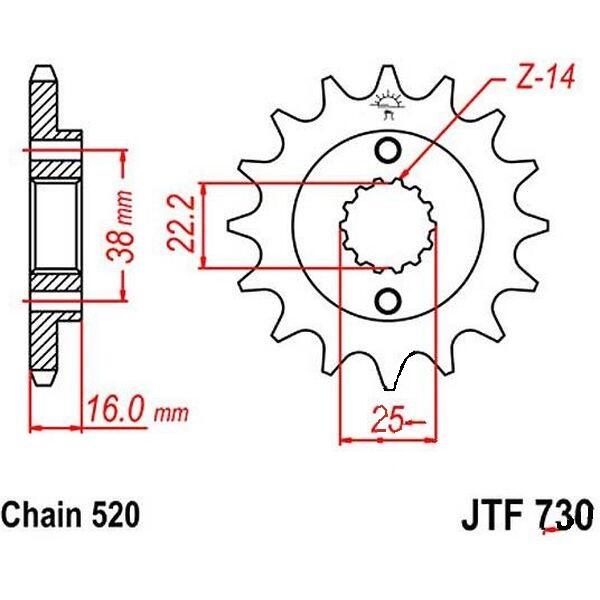 Sprocket Ducati 15 teeth pitch 520 inner diameter 22/25