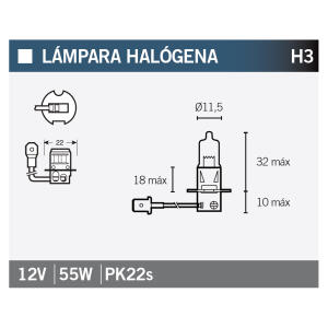 Bulb Vespa 125 ET4 halogen H3 12V55W