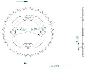 Kettensatz Herkules Adly Hurricane 450 / 500S Z.14-29 X-Ring