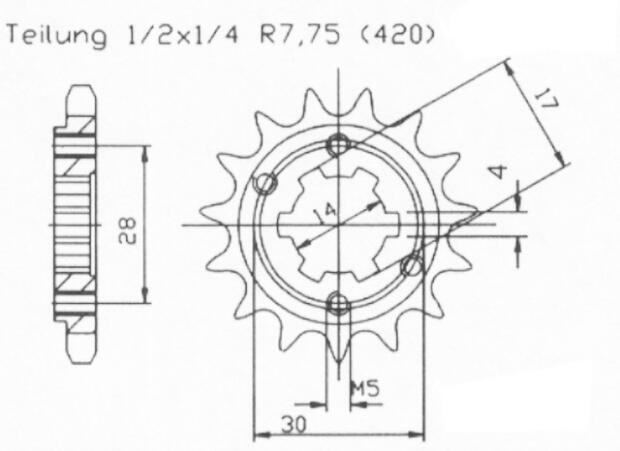 Front sprocket Derbi Fenix