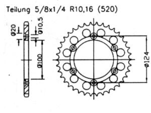 Kettenrad für Ducati SS 400 Europa Zähnezahl 43
