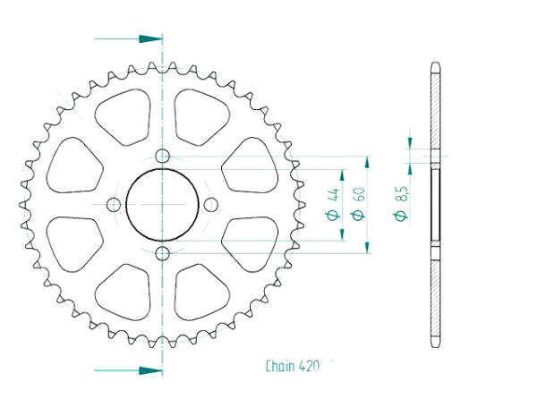 Kettenrad für Yamaha RD 50 MX Auto Zähnezahl 42