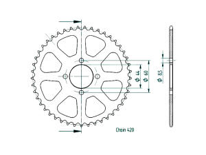 Pignon Z.45 Yamaha DT 50 M