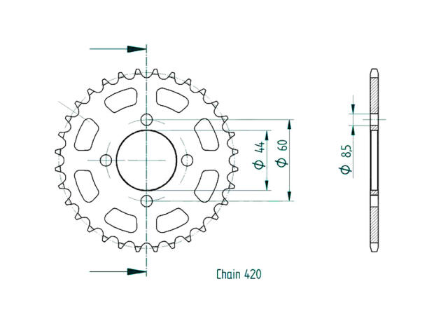 Kettenrad für Yamaha LB 50 P E/F/G/H/J Chappy Zähnezahl 32