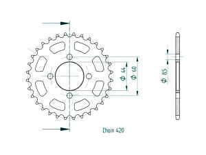 Kettenrad für Yamaha LB 50 P E/F/G/H/J Chappy...