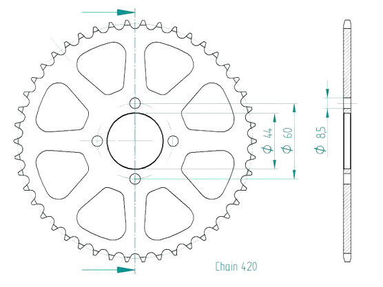 Kettenrad Z.46 Yamaha TY 50 M