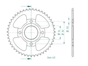Kettenrad für Yamaha TZR 50 X-Power Zähnezahl 47