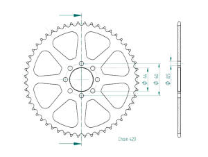 Kettenrad Z.52 Yamaha DT 50 R Bj. 99-02