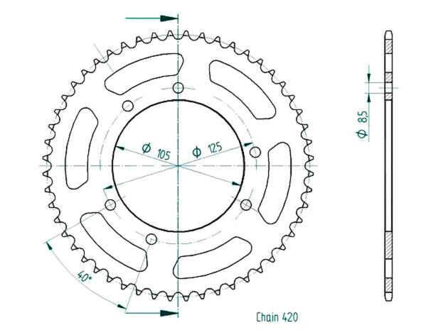 Sprocket Z.50 Yamaha DT 50 R 2C21 Bj. 03-06