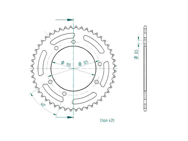 Kettenrad für Yamaha DT 50 SM Supermotard 2C31 Zähnezahl 48