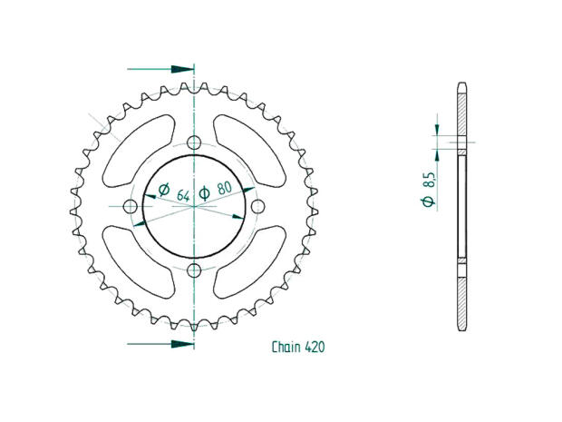 Kettenrad für Yamaha YB 100 Zähnezahl 37