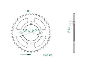 Kettenrad für Yamaha YB 100 Zähnezahl 37