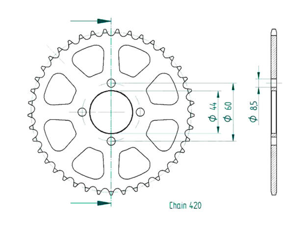 Kettenrad für Yamaha TY 80 Zähnezahl 41
