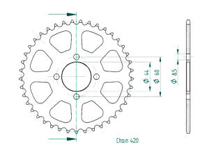 Kettenrad für Yamaha TY 80 Zähnezahl 41
