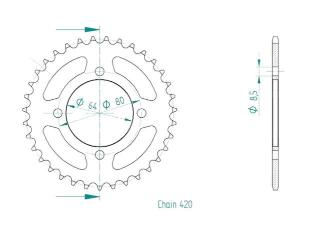 Kettenrad für Yamaha TT-R 110 E Zähnezahl 35