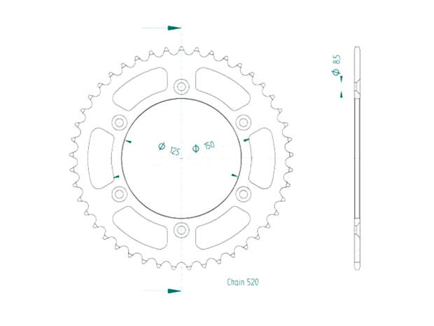 Kettenrad für KTM EGS-E 400 LC4 Zähnezahl 45