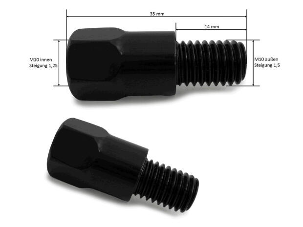 Spiegeladapter für BMW Motorrad von M10 x 1,50 auf M10 x 1,25