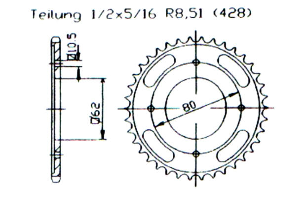 Kettenrad für Yamaha TT-R 125 E Zähnezahl 49