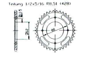 Kettenrad für Yamaha TT-R 125 E Zähnezahl 49
