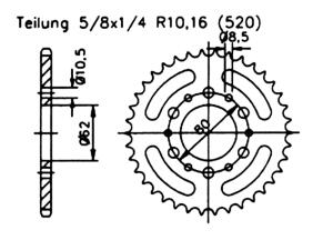 Kettenrad für Yamaha SR 250 Zähnezahl 40