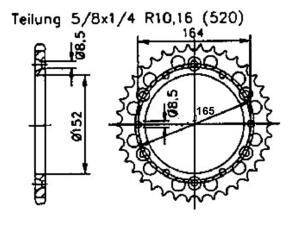 Kettenrad für Yamaha YZ 490 J / IT 465 Zähnezahl 44