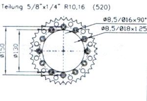 Kettenrad Z.50 Yamaha YZ 250 99-14