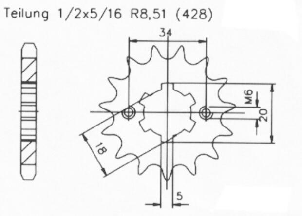 Ritzel vorne 14 Zähne Dinli 50 / 100 T-Rex / Helix / Masai / Sachs