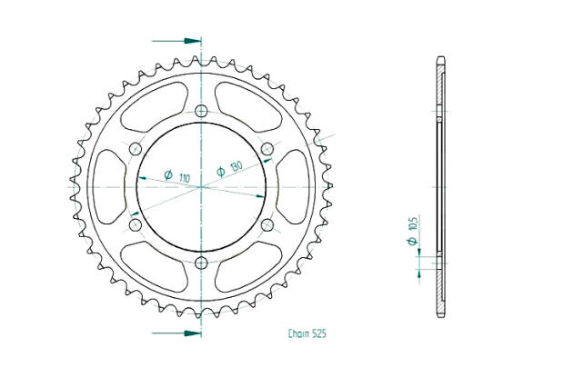 Kettenrad für Yamaha XSR 700 ABS ( Xtribute) Zähnezahl 43