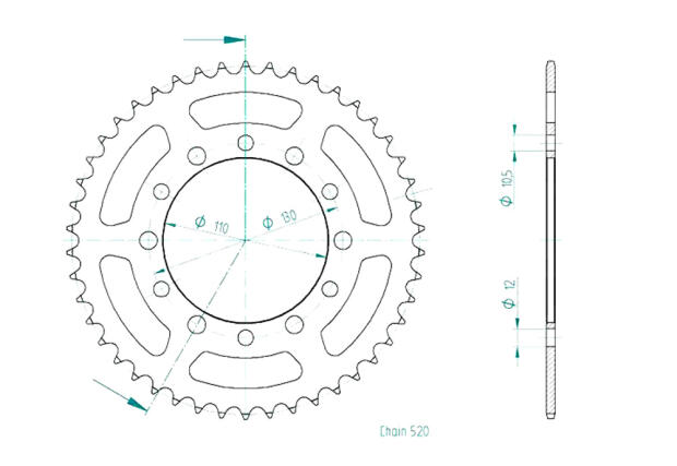 Kettenrad für Yamaha / 300 320 MT-03 ABS Zähnezahl 46