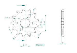 Front sprocket Z.13 Yamaha YFM 350 Bj. 04-11
