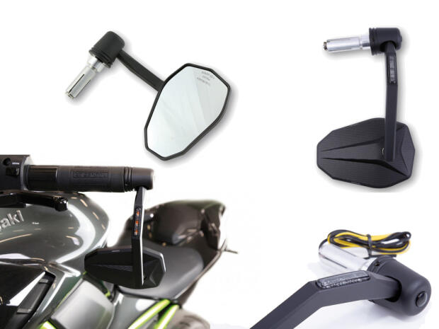 Lenkerendenspiegel Highsider CNC Victory-X RIM mit Led Blinker