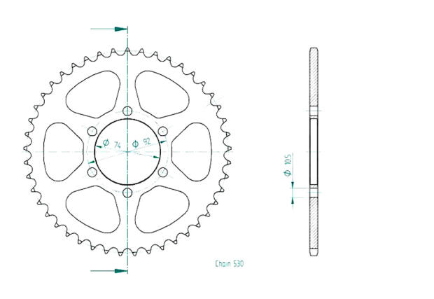 Kettenrad für Yamaha XJ 550 R J/K Seca Zähnezahl 45