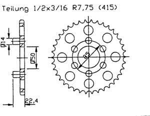 Kettensatz Aprilia Red Rose Classic 50 Bj. 93 - 99