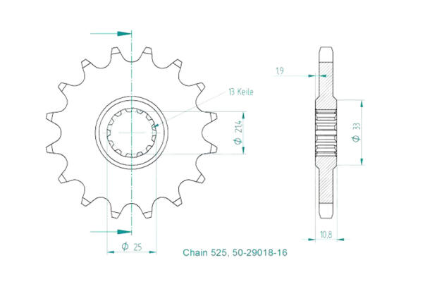 Front sprocket Z.16 Yamaha YZF 600 R6