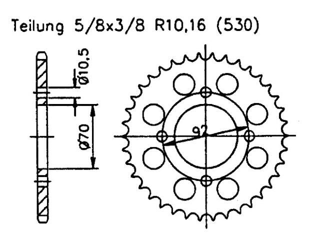 Kettenrad für Yamaha XS 650 ALL Zähnezahl 33