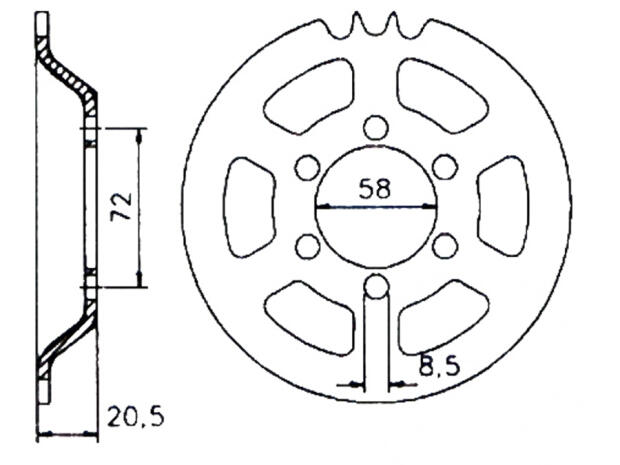 Sprocket rear t.47 Zundapp CS 25 CS 50 448-140 till engine no. 9954285