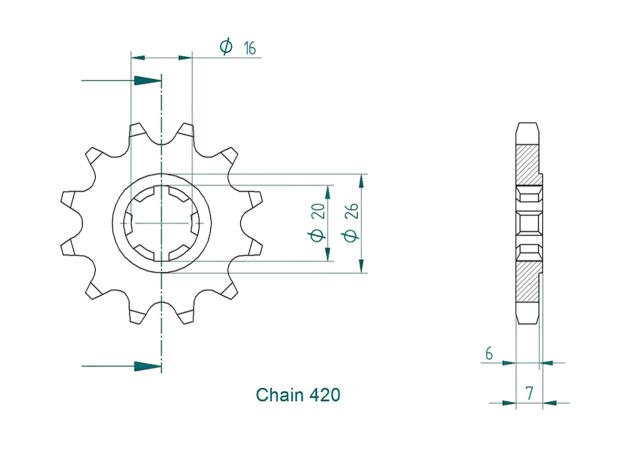 Front sprocket t.12 Suzuki TS 50 X