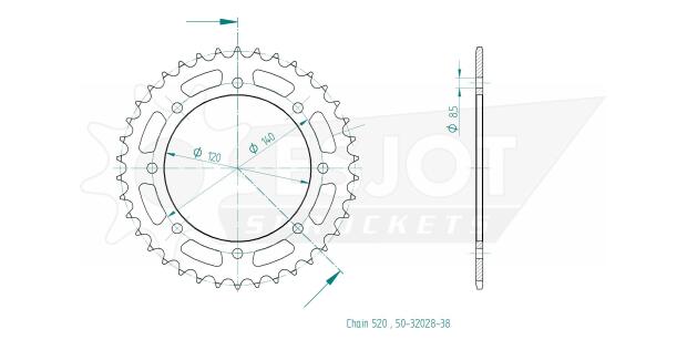 Kettenrad für Kawasaki BJ 250 Estrella A2,A3,C2 Zähnezahl 38